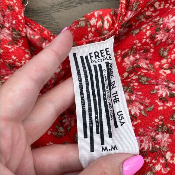 Free People all my love  medium red ditsy floral mini true wrap dress - Picture 4 of 10